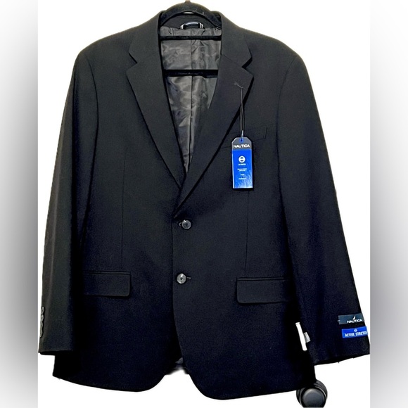 NAUTICA Bi-Stretch Men’s Blazer/Suit Jacket, Color Black, Size 40R W34, NWT - Picture 1 of 12